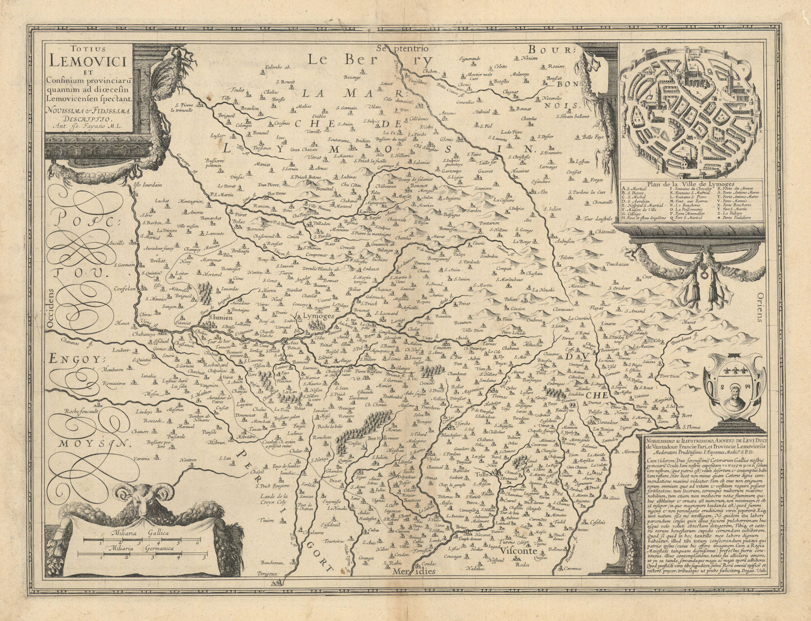 Totius Lemovici et Confinium… Limoges / Limousin by Mercator/Hondius c1630 map